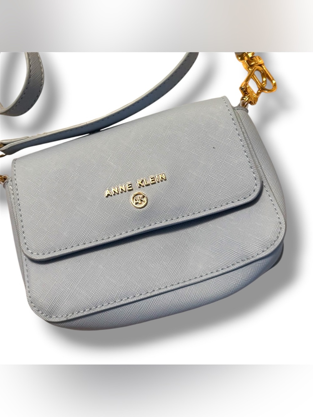 Anne Klein 3pc Baby Blue Crossbody Bag with Card Holder and Coin Pouch - Picture 4 of 7